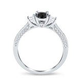 Three Stone Vintage Engagement Bridal Ring Round Simulated Cubic Zirconia 925 Sterling Silver