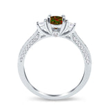 Three Stone Vintage Engagement Bridal Ring Round Simulated Cubic Zirconia 925 Sterling Silver