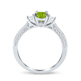 Three Stone Vintage Engagement Bridal Ring Round Simulated Cubic Zirconia 925 Sterling Silver