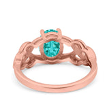 Oval Solitaire Celtic Wedding Ring Simulated Cubic Zirconia 925 Sterling Silver