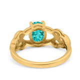 Oval Solitaire Celtic Wedding Ring Simulated Cubic Zirconia 925 Sterling Silver