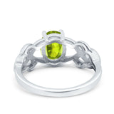 Oval Solitaire Celtic Wedding Ring Simulated Cubic Zirconia 925 Sterling Silver
