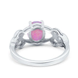 Oval Solitaire Celtic Wedding Ring Simulated Cubic Zirconia 925 Sterling Silver