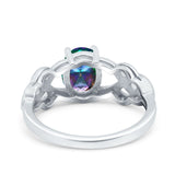 Oval Solitaire Celtic Wedding Ring Simulated Cubic Zirconia 925 Sterling Silver