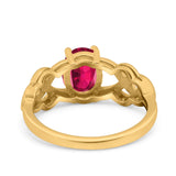 Oval Solitaire Celtic Wedding Ring Simulated Cubic Zirconia 925 Sterling Silver