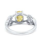 Oval Solitaire Celtic Wedding Ring Simulated Cubic Zirconia 925 Sterling Silver