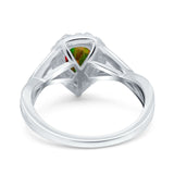 Teardrop Pear Twist Infinity Shank Wedding Ring Simulated Cubic Zirconia 925 Sterling Silver