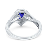 Teardrop Pear Twist Infinity Shank Wedding Ring Simulated Cubic Zirconia 925 Sterling Silver