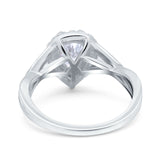 Teardrop Pear Twist Infinity Shank Wedding Ring Simulated Cubic Zirconia 925 Sterling Silver