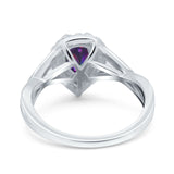 Teardrop Pear Twist Infinity Shank Wedding Ring Simulated Cubic Zirconia 925 Sterling Silver