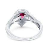 Teardrop Pear Twist Infinity Shank Wedding Ring Simulated Cubic Zirconia 925 Sterling Silver