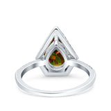 Halo Art Deco Solitaire Accent Pear Wedding Engagement Bridal Ring Band Round Simulated Cubic Zirconia 925 Sterling Silver