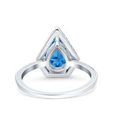 Halo Art Deco Solitaire Accent Pear Wedding Engagement Bridal Ring Band Round Simulated Cubic Zirconia 925 Sterling Silver