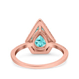 Halo Art Deco Solitaire Accent Pear Wedding Engagement Bridal Ring Band Round Simulated Cubic Zirconia 925 Sterling Silver