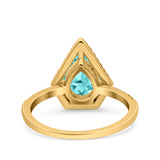 Halo Art Deco Solitaire Accent Pear Wedding Engagement Bridal Ring Band Round Simulated Cubic Zirconia 925 Sterling Silver