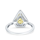 Halo Art Deco Solitaire Accent Pear Wedding Engagement Bridal Ring Band Round Simulated Cubic Zirconia 925 Sterling Silver