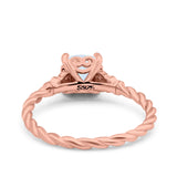 Art Deco Cushion Three Stone Wedding Bridal Ring Round Simulated Cubic Zirconia 925 Sterling Silver