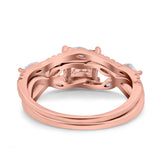 Two Piece Bridal Set Art Deco Princess Cut Wedding Engagement Marquise Round Simulated Cubic Zirconia 925 Sterling Silver