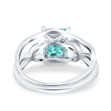 Two Piece Art Deco Emerald Cut Wedding Engagement Ring Marquise Simulated Cubic Zirconia 925 Sterling Silver