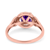 Halo Art Deco Wedding Engagement Ring Round Simulated Cubic Zirconia 925 Sterling Silver