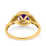 Halo Art Deco Wedding Engagement Ring Round Simulated Cubic Zirconia 925 Sterling Silver