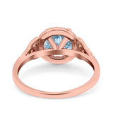 Halo Art Deco Wedding Engagement Ring Round Simulated Cubic Zirconia 925 Sterling Silver