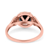 Halo Art Deco Wedding Engagement Ring Round Simulated Cubic Zirconia 925 Sterling Silver