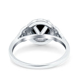 Halo Art Deco Wedding Engagement Ring Round Simulated Cubic Zirconia 925 Sterling Silver