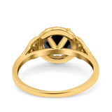 Halo Art Deco Wedding Engagement Ring Round Simulated Cubic Zirconia 925 Sterling Silver