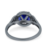 Halo Art Deco Wedding Engagement Ring Round Simulated Cubic Zirconia 925 Sterling Silver