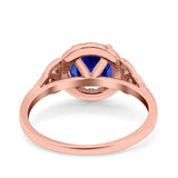 Halo Art Deco Wedding Engagement Ring Round Simulated Cubic Zirconia 925 Sterling Silver