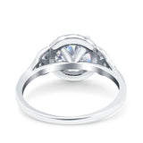 Halo Art Deco Wedding Engagement Ring Round Simulated Cubic Zirconia 925 Sterling Silver