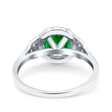 Halo Art Deco Wedding Engagement Ring Round Simulated Cubic Zirconia 925 Sterling Silver