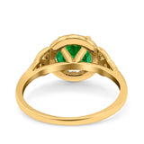 Halo Art Deco Wedding Engagement Ring Round Simulated Cubic Zirconia 925 Sterling Silver