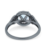 Halo Art Deco Wedding Engagement Ring Round Simulated Cubic Zirconia 925 Sterling Silver