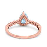 Teardrop Art Deco Pear Wedding Engagement Ring Round Simulated Cubic Zirconia 925 Sterling Silver