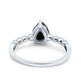 Teardrop Art Deco Pear Wedding Engagement Ring Round Simulated Cubic Zirconia 925 Sterling Silver