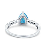 Teardrop Art Deco Pear Wedding Engagement Ring Round Simulated Cubic Zirconia 925 Sterling Silver