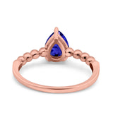 Teardrop Art Deco Pear Wedding Engagement Ring Round Simulated Cubic Zirconia 925 Sterling Silver