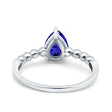 Teardrop Art Deco Pear Wedding Engagement Ring Round Simulated Cubic Zirconia 925 Sterling Silver