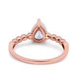 Teardrop Art Deco Pear Wedding Engagement Ring Round Simulated Cubic Zirconia 925 Sterling Silver