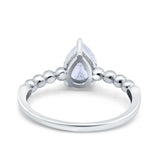 Teardrop Art Deco Pear Wedding Engagement Ring Round Simulated Cubic Zirconia 925 Sterling Silver