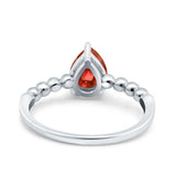 Teardrop Art Deco Pear Wedding Engagement Ring Round Simulated Cubic Zirconia 925 Sterling Silver