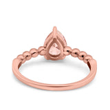 Teardrop Art Deco Pear Wedding Engagement Ring Round Simulated Cubic Zirconia 925 Sterling Silver