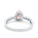 Teardrop Art Deco Pear Wedding Engagement Ring Round Simulated Cubic Zirconia 925 Sterling Silver
