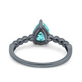 Teardrop Art Deco Pear Wedding Engagement Ring Round Simulated Cubic Zirconia 925 Sterling Silver