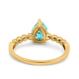 Teardrop Art Deco Pear Wedding Engagement Ring Round Simulated Cubic Zirconia 925 Sterling Silver