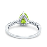 Teardrop Art Deco Pear Wedding Engagement Ring Round Simulated Cubic Zirconia 925 Sterling Silver