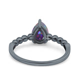 Teardrop Art Deco Pear Wedding Engagement Ring Round Simulated Cubic Zirconia 925 Sterling Silver