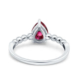 Teardrop Art Deco Pear Wedding Engagement Ring Round Simulated Cubic Zirconia 925 Sterling Silver